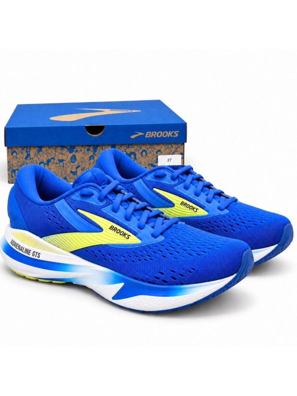Brooks Adrenaline GTS 24 Supportive Mens 9.5 Cobalt Neo Yellow Running Shoes